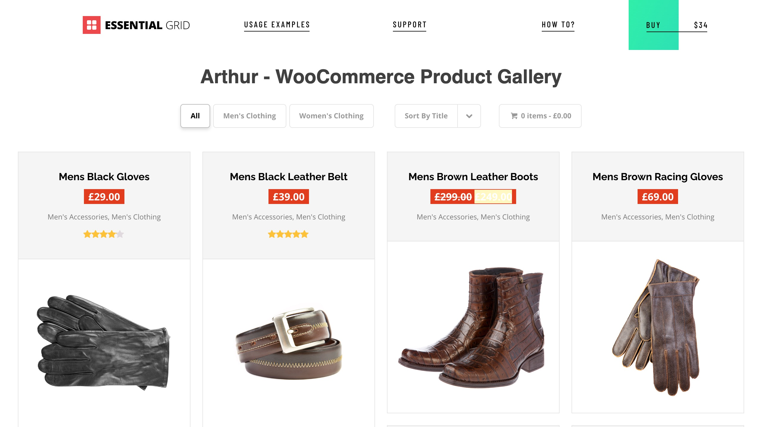 An example of a WooCommerce Product Gallery